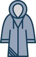 impermeable línea lleno gris icono vector