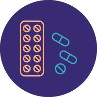 Pills Line Two Color Circle Icon vector