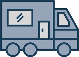 Camper Van Line Filled Grey Icon vector