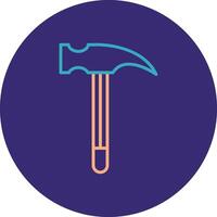 Hammer Line Two Color Circle Icon vector