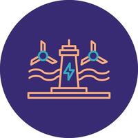 Tidal Power Line Two Color Circle Icon vector