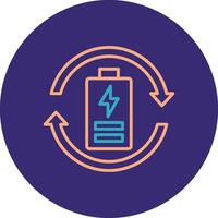 Eco Battery Line Two Color Circle Icon vector