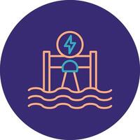 Hydroelectricity Line Two Color Circle Icon vector