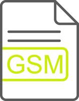 gsm archivo formato línea dos color icono vector