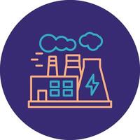 Power Plant Line Two Color Circle Icon vector