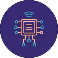 Computer Chip Line Two Color Circle Icon vector