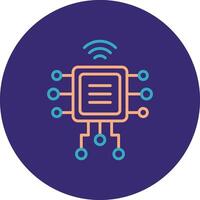 Computer Chip Line Two Color Circle Icon vector