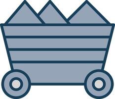 Mining Cart Line Filled Grey Icon vector