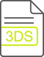 3ds archivo formato línea dos color icono vector