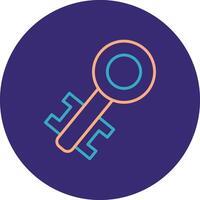 Old Key Line Two Color Circle Icon vector