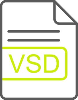 VSD File Format Line Two Color Icon vector