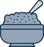 Curry Rice Line Filled Grey Icon vector