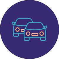 Cars Line Two Color Circle Icon vector