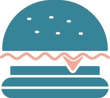 hamburguesa rápido comida glifo dos color icono vector