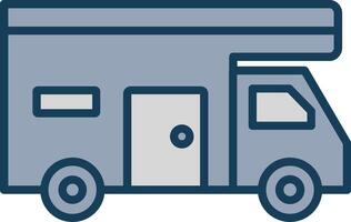 Camper Line Filled Grey Icon vector