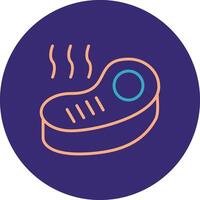 Steak Line Two Color Circle Icon vector