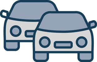 carros línea lleno gris icono vector