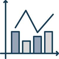 Bar Chart Line Filled Grey Icon vector