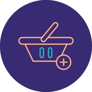 Add To Basket Line Two Color Circle Icon vector