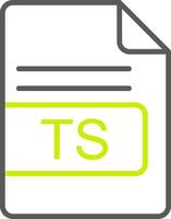 TS File Format Line Two Color Icon vector