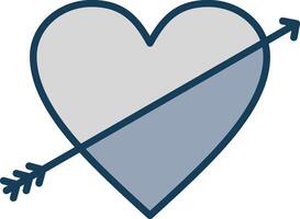 Heart Line Filled Grey Icon vector