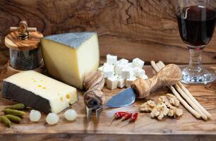 Variations of greek cheese on a plate photo