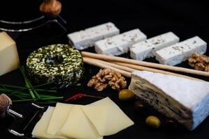 Variations of greek cheese on a plate photo