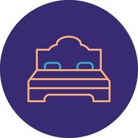 Double Bed Line Two Color Circle Icon vector