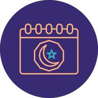 Ramadan Day Line Two Color Circle Icon vector