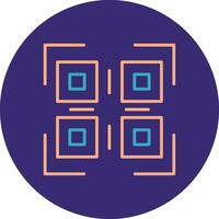 Qr Code Line Two Color Circle Icon vector