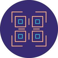 Qr Code Line Two Color Circle Icon vector