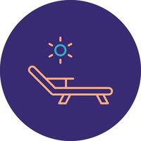Deck Chair Line Two Color Circle Icon vector