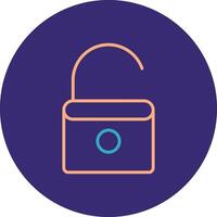 Open Lock Line Two Color Circle Icon vector
