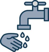 Washing Hands Line Filled Grey Icon vector