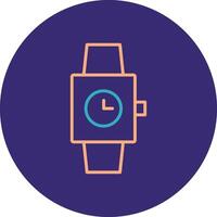 reloj línea dos color circulo icono vector