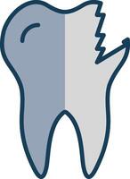Broken Tooth Line Filled Grey Icon vector