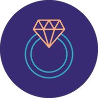 Diamond Ring Line Two Color Circle Icon vector