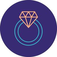 Diamond Ring Line Two Color Circle Icon vector