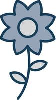 Flower Line Filled Grey Icon vector