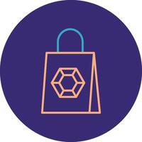 compras bolso línea dos color circulo icono vector