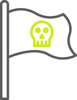 pirata bandera línea dos color icono vector