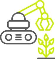 robot agrícola línea icono de dos colores vector