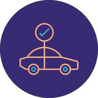 Car Check Line Two Color Circle Icon vector