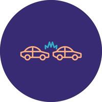 Car Crash Line Two Color Circle Icon vector