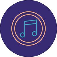 Music Note Line Two Color Circle Icon vector