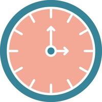 icono de dos colores de glifo de reloj vector