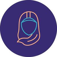 hijab línea dos color circulo icono vector