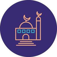 Mosque Line Two Color Circle Icon vector