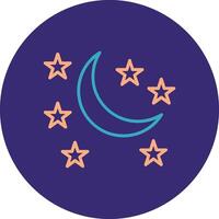Moon Line Two Color Circle Icon vector
