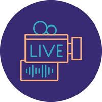 Live Stream Line Two Color Circle Icon vector